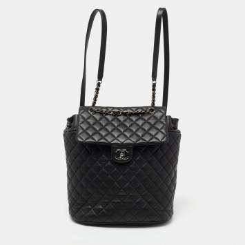 Pre Owned Chanel Black Quilted Leather Large Urban Spirit Backpack 