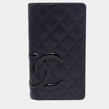 Pre Owned Chanel Black Quilted Leather Cambon Ligne Bifold Wallet