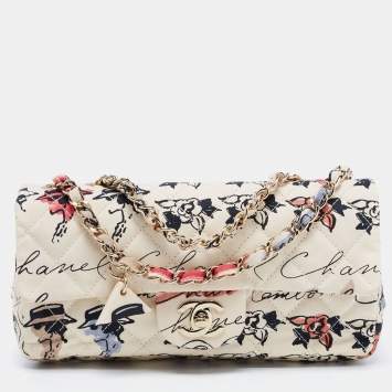 Pre Owned Chanel  Multicolor Floral Print Fabric Mini Square Classic Flap Bag 