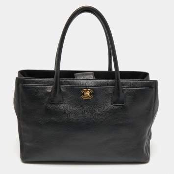 Pre Owned Chanel Black Caviar Leather Cerf Shopper Tote