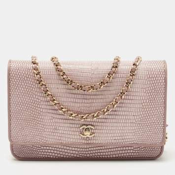 Pre Owned Chanel Lilac Lizard WOC Bag