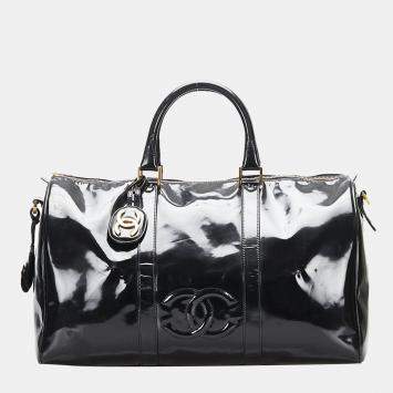 Pre Owned Chanel Black Leather CC Boston Bag