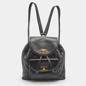 Chanel Black Quilted Caviar Leather Business Affinity Backpack Chanel