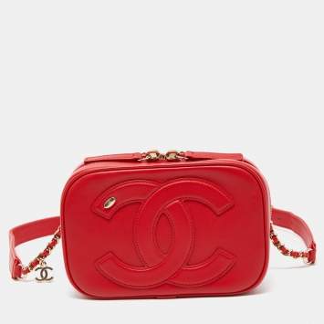 Pre Owned Chanel Red Leather CC Mania Waist Bag