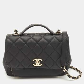 Pre Owned Chanel Black Caviar Leather Small Business Affinity Flap Bag