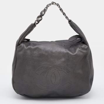 Pre Owned Chanel Grey Caviar Leather 31 Hobo