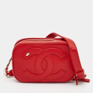 Pre Owned Chanel Red Leather CC Mania Waist Bag
