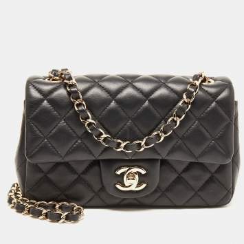 Pre Owned Chanel Black Quilted Leather New Mini Classic Flap Bag
