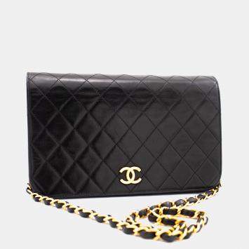 Pre Owned Chanel Black Leather Classic Flap Bag