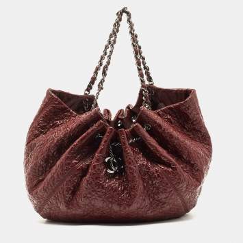 Pre Owned Chanel Dark Red Vinyl Rock in Moscou Hobo