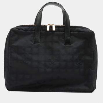 Pre Owned Chanel New Travel Line Nylon & leather Hand bag Black Silver Metal fittings 7962748