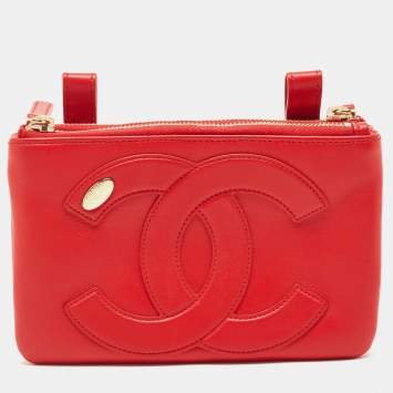 Pre Owned Chanel Red Leather CC Mania Waist Bag