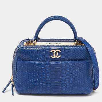 Pre Owned Chanel Blue Python Trendy CC Bowler Bag