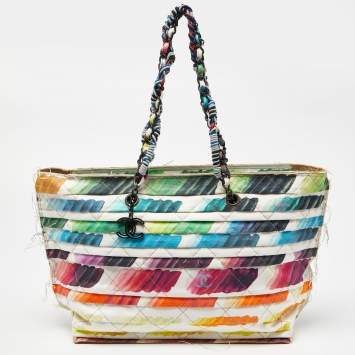 Pre Owned Chanel Multicolor Colorama Canvas Shopper Tote