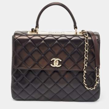 Pre Owned Chanel Black Quilted Leather Large Trendy CC Top Handle Bag