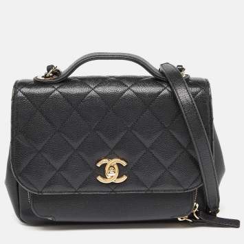 Pre Owned Chanel Black Caviar Leather Business Affinity Chain Flap Bag