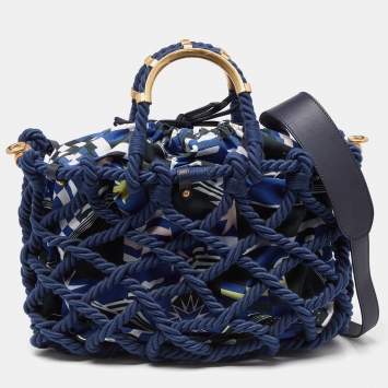 Pre Owned Chanel Multicolor Cotton Rope Large Shopper Tote