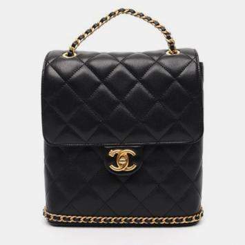 Pre Owned Chanel Caviar Chain Backpack AS4490