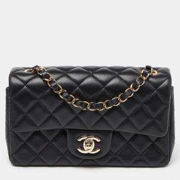 Pre Owned Chanel Black Quilted Leather New Mini Classic Single Flap Bag