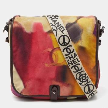 Pre Owned Chanel Muliticolor Nubuck and Leather Flower Power Messenger Bag