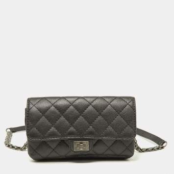 Pre Owned Chanel Grey Quilted Leather Reissue 2.55 Waist Belt Bag