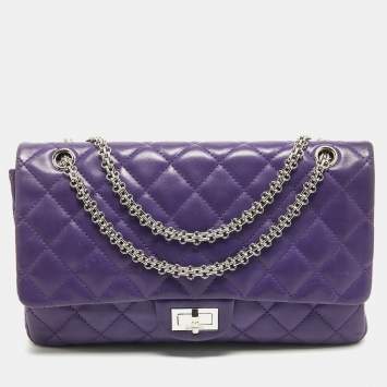 Pre Owned Chanel Purple Quilted Leather 227 Reissue 2.55 Flap Bag