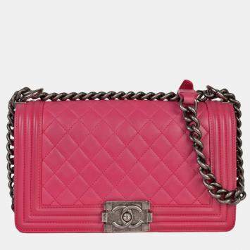 Pre Owned Chanel  Calf Leather Medium Boy Shoulder Bags