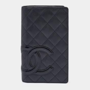 Pre Owned Chanel Black Quilted Leather Cambon Ligne Bifold Wallet