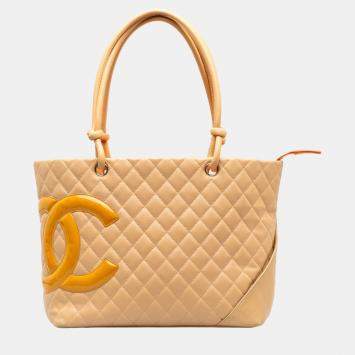 Pre Owned Chanel Orange Large Cambon Ligne Tote