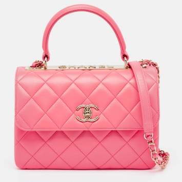Pre Owned Chanel Pink Quilted Leather Small Trendy CC Top Handle Bag