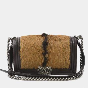 Pre Owned Chanel Brown Leather and Goat Hair Celtic Boy Bag