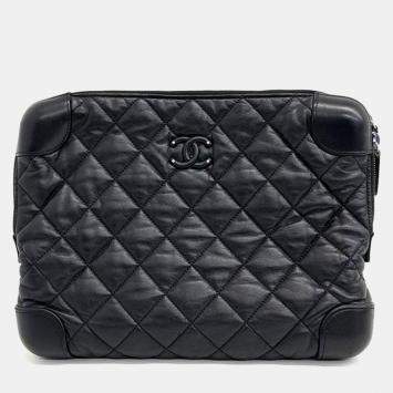 Pre Owned Chanel Black Leather Clutch Bag