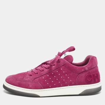 Chanel Fuchsia Suede Skateboard Sneakers Size 40
