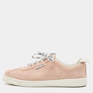 Chanel Pink Suede Weekender Low Top Sneakers Size 39
