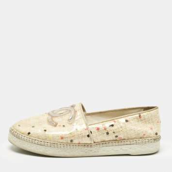 Pre Owned Chanel Beige/Transparent PVC CC Slip On Sneakers Size 41