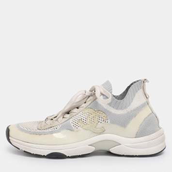 Pre Owned Chanel Multicolor Knit Fabric CC Sock Sneakers Size 39
