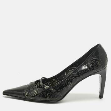 Pre Owned Chanel Black Patent Leather Pumps Size 38