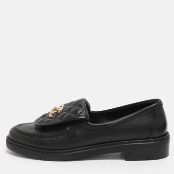 Chanel Black Leather CC Moccasin Loafers Size 38 Chanel | TLC