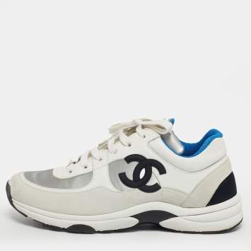 Chanel White/Neon Leather Logo Low Top Sneakers Size 37