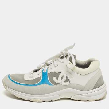 Pre Owned Chanel CC Size 40 Multicolor Leather and Suede Low Top Sneakers