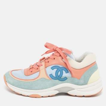 مملوكة مسبقًا حذاء رياضي شانيل سي سي مقاس 38 نايلون وزبدة متعددة الألوان بأربطة