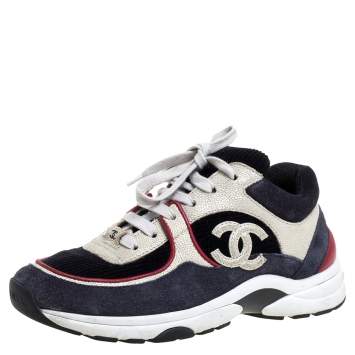 مملوكة مسبقًا Chanel Multicolor Suede Leather And Fabric CC Logo Low Top Sneakers Size 36