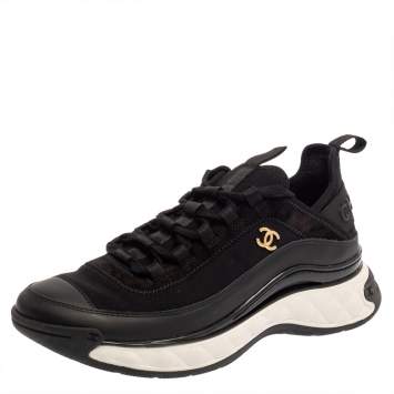 Pre Owned Chanel Black Suede, Fabric and Leather Sport Trail Sneakers Size 40