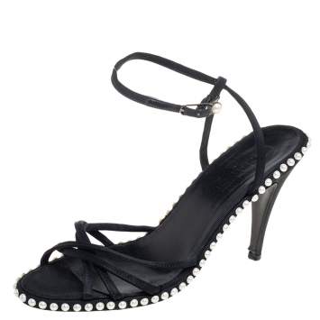 Leather sandals Chanel Black size 39.5 EU in Leather - 25304782