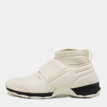Pre Owned Chanel White Fabric Sock Sneakers Size 37