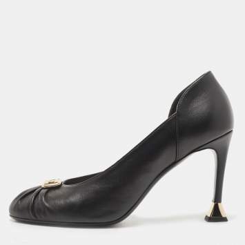 Pre Owned Chanel Black Leather CC D'orsay Pumps Size 38