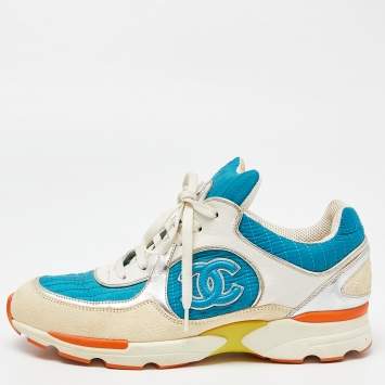 Pre Owned Chanel Multicolor Suede and Nylon Low Top Sneakers Size 39.5