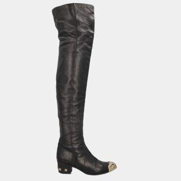 Pre Owned Chanel  Women's Leather Boots - Black - EU 40