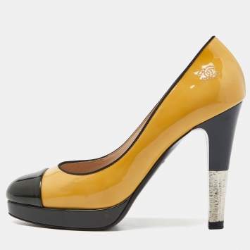 Pre Owned Chanel Multicolor Patent Leather Metal Heel Pumps Size 37