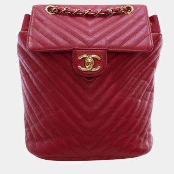 Pre Owned Chanel Small Chevron Calfskin Urban Spirit Backpack
